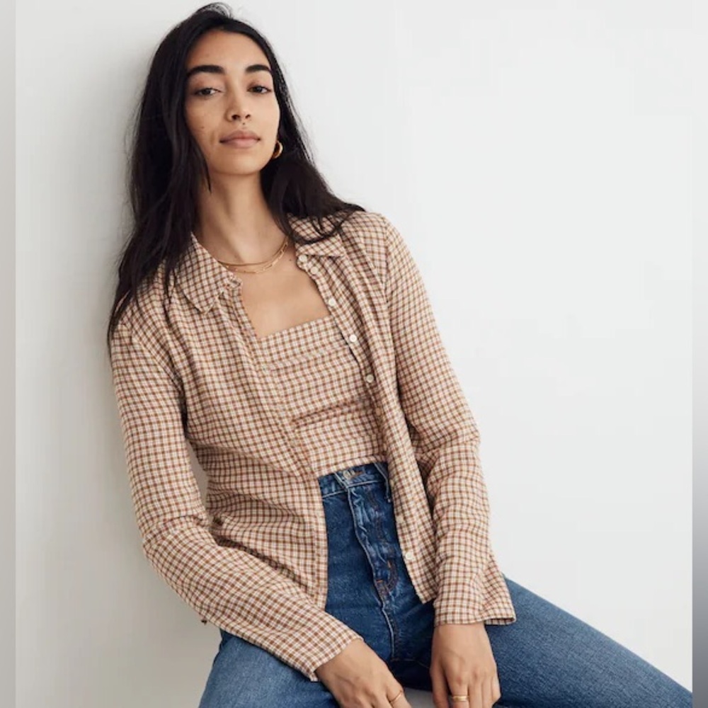 Madewell Crinkle Slim Button-Up Shirt in Plaid